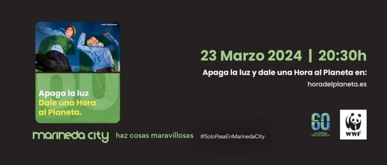 Cartel de Marineda City uniéndose a La hora del planeta 2024